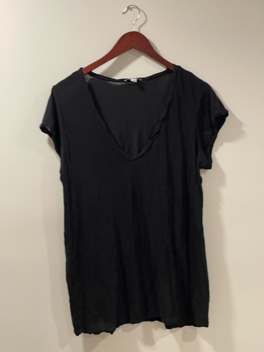James Perse High Gauge Jersey V Neck Tee Black XL
